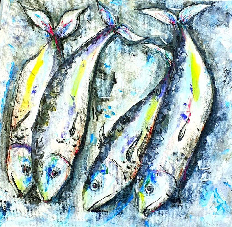 The Mackeral catch by ipswich based artist Caroline Burgess